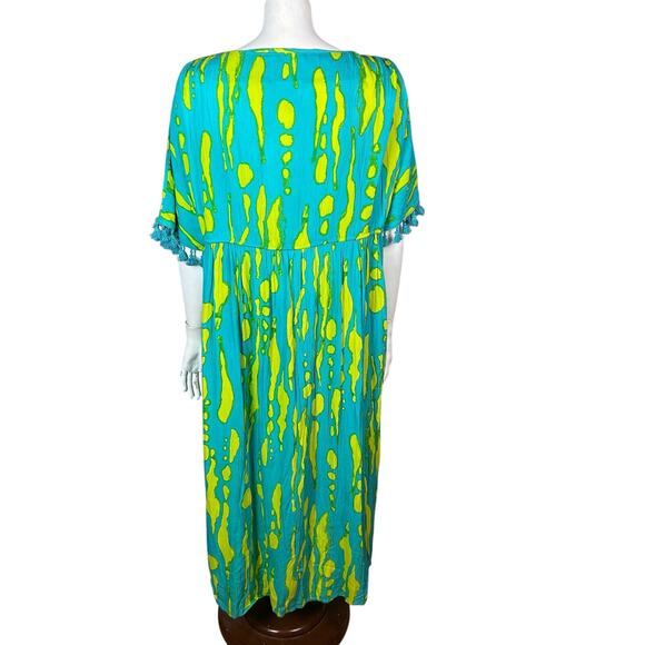 True Destinations Cover up Dress Size M Boho long maxi colorful tassel vacation - Picture 11 of 14